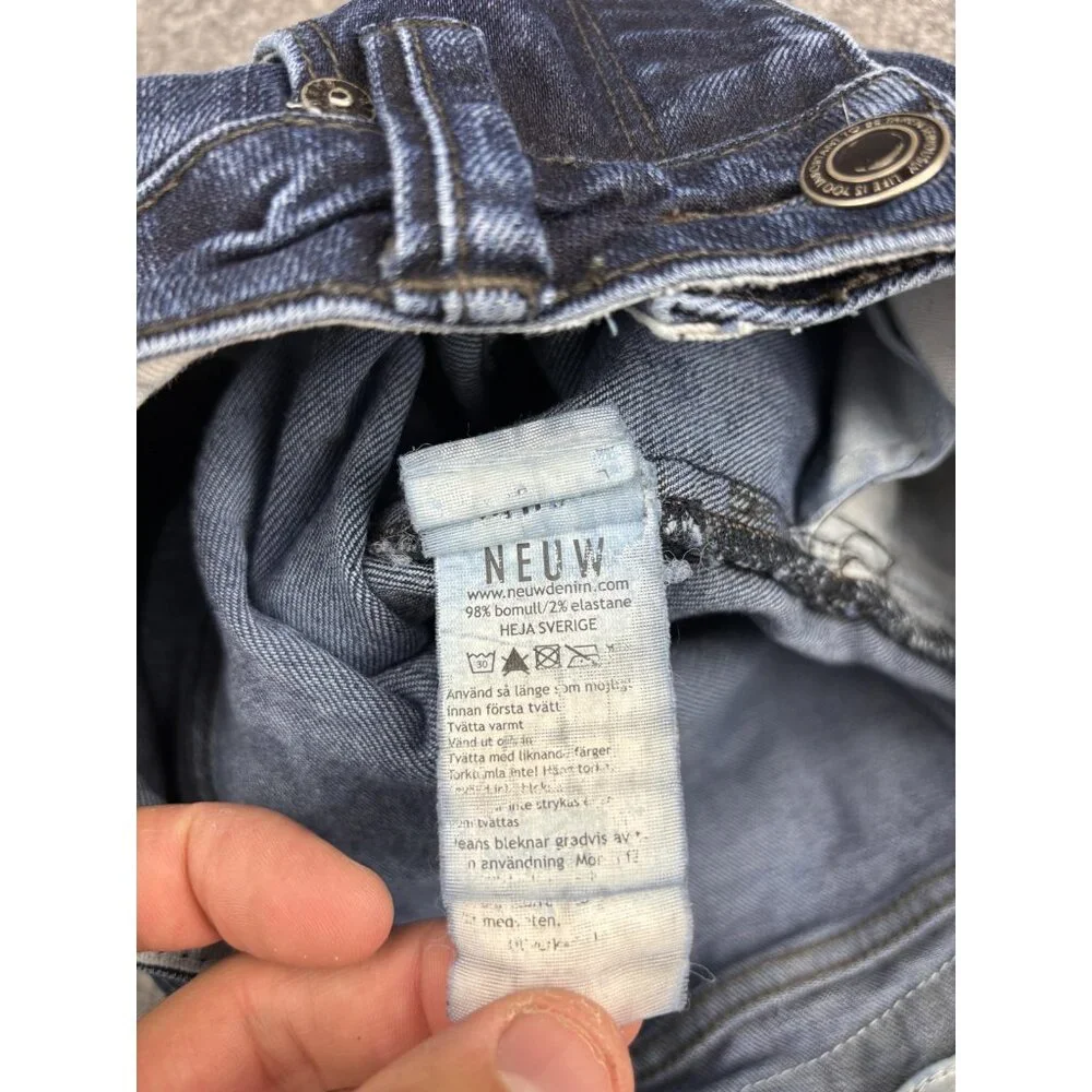 Neuw Iggy‎ Skinny Jeans Mens 28x32 Dark Wash Denim Stretch Button Fly Distressed